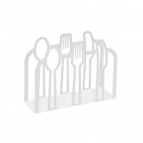 WHITE CUTLERY METAL NAPKIN HOLDER