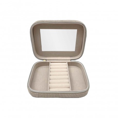 BEIGE VELVET JEWELLERY BOX