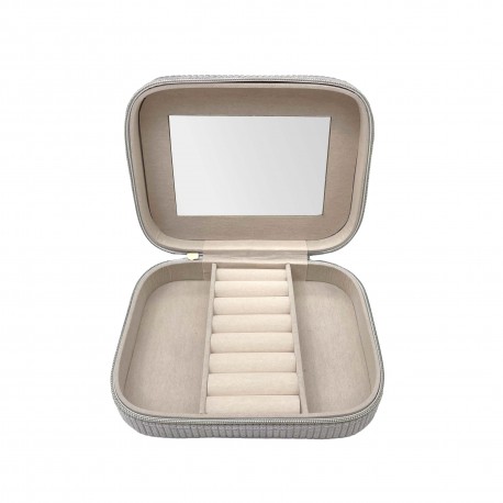 GREY VELVET JEWELLERY BOX