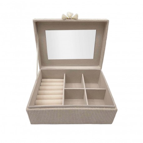 BEIGE VELVET JEWELLERY BOX