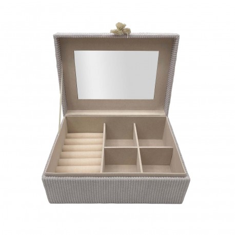 GREY VELVET JEWELLERY BOX