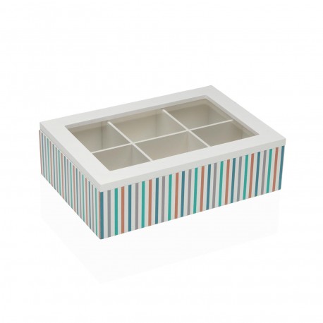 STRIPES TEA BOX 6 COMPARTMENTS