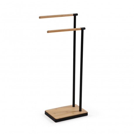 BLACK BAMBOO DOUBLE TOWEL RAIL