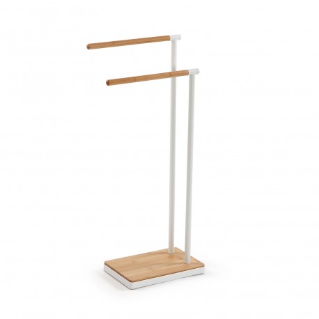 WHITE BAMBOO DOUBLE TOWEL RAIL