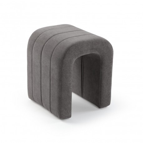 DARK GREY UPHOLSTERED STOOL