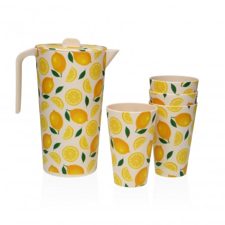 LEMON JUG AND 4 GLASSES SET