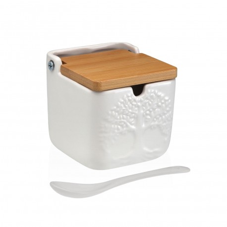 WHITE SQUARE TREE SUGAR BOWL