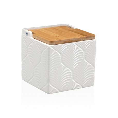 WHITE SQUARE LEAF SALT BOWL