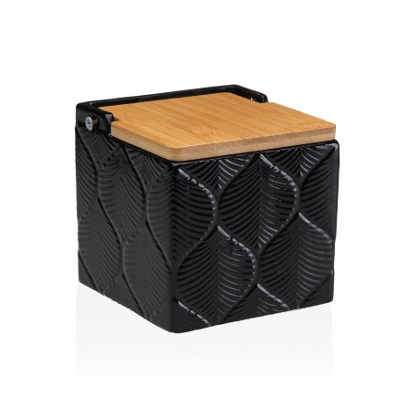 BLACK SQUARE LEAF SALT BOWL