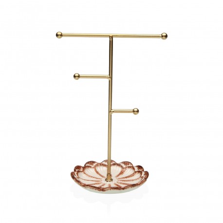 GOLD JEWELLERY HANGER WITH FLOWER BASE