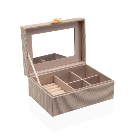 BEIGE VELVET JEWELLERY BOX