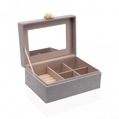 GREY VELVET JEWELLERY BOX