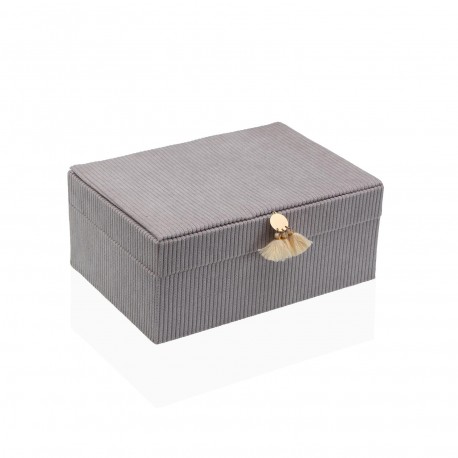 GREY VELVET JEWELLERY BOX