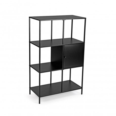 BLACK 4-SHELF UNIT WITH DRAWER