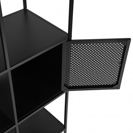 BLACK 4-SHELF UNIT WITH DRAWER