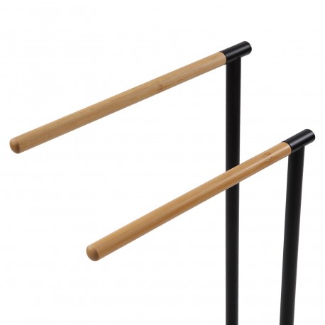 BLACK BAMBOO DOUBLE TOWEL RAIL
