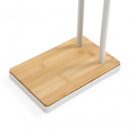 WHITE BAMBOO DOUBLE TOWEL RAIL