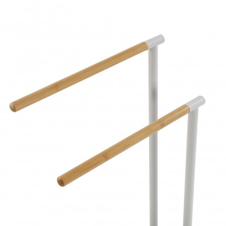 WHITE BAMBOO DOUBLE TOWEL RAIL