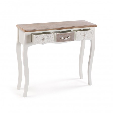 RUSTIC WHITE CONSOLE 3 DRAWERS