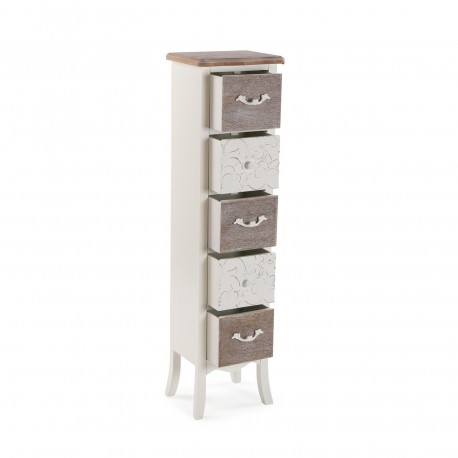 RUSTIC WHITE CHEST 5 DRAWERS
