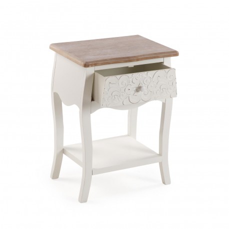 RUSTIC WHITE BEDSIDE TABLE
