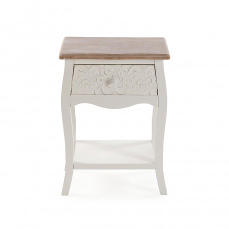 RUSTIC WHITE BEDSIDE TABLE