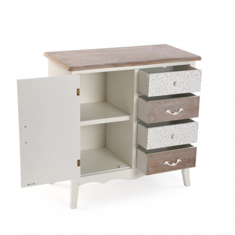 RUSTIC WHITE CHEST 4 DRAWERS/1 DOOR