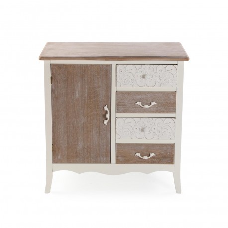 RUSTIC WHITE CHEST 4 DRAWERS/1 DOOR