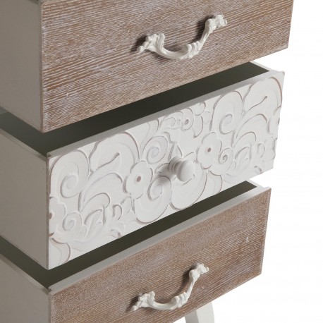 RUSTIC WHITE CHEST 4 DRAWERS/1 DOOR