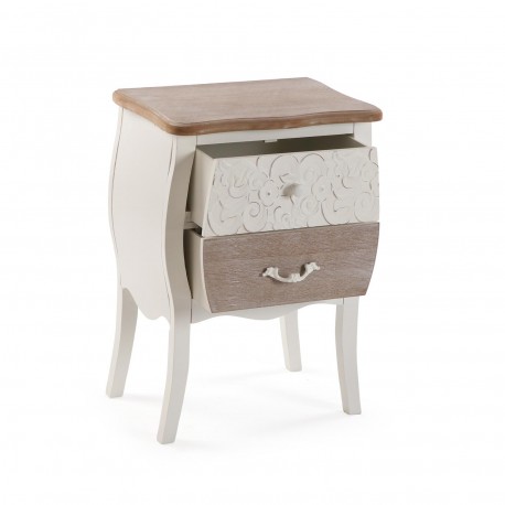 RUSTIC WHITE BEDSIDE 2 DRAWERS