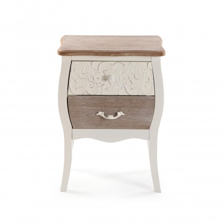 RUSTIC WHITE BEDSIDE 2 DRAWERS