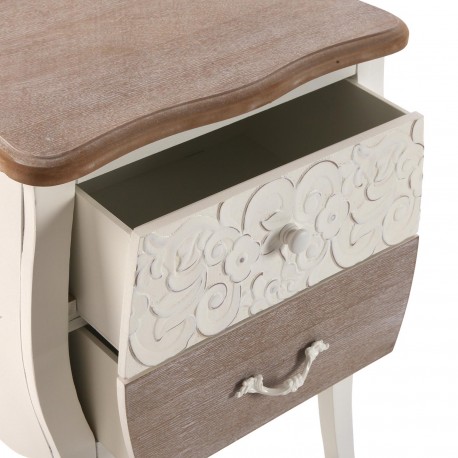 RUSTIC WHITE BEDSIDE 2 DRAWERS