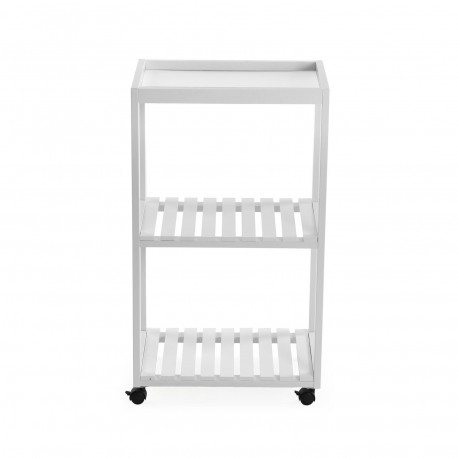 WHITE 3-SHELF TROLLEY WITH WHEELS