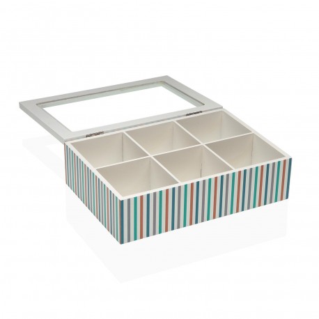 STRIPES TEA BOX 6 COMPARTMENTS