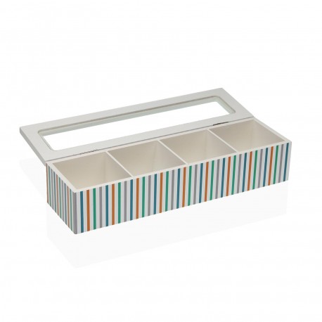 STRIPES TEA BOX 4 COMPARTMENTS