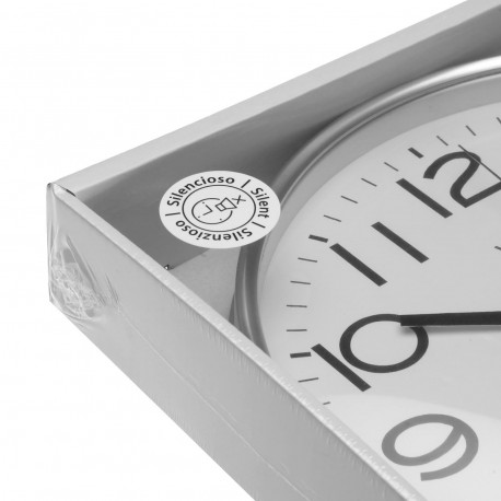 SILVER WALL CLOCK 25CM