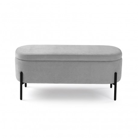 LIGHT GREY UPHOLSTERED END BED BENCH