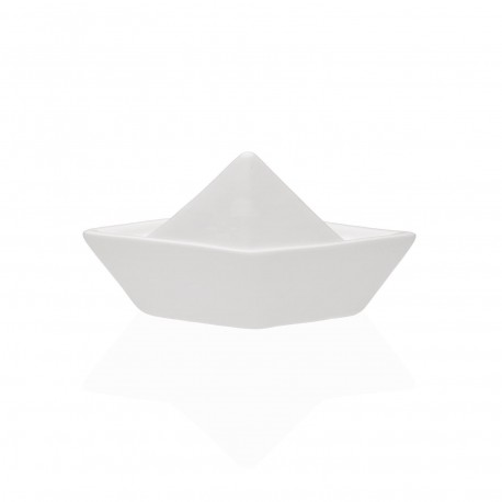 WHITE CERAMIC BOAT FIGURE