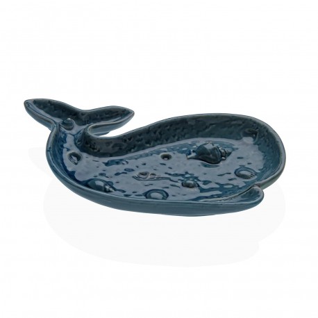 BLUE CERAMIC WHALE FIGURE