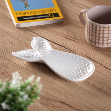WHITE CERAMIC FISH FIGURE