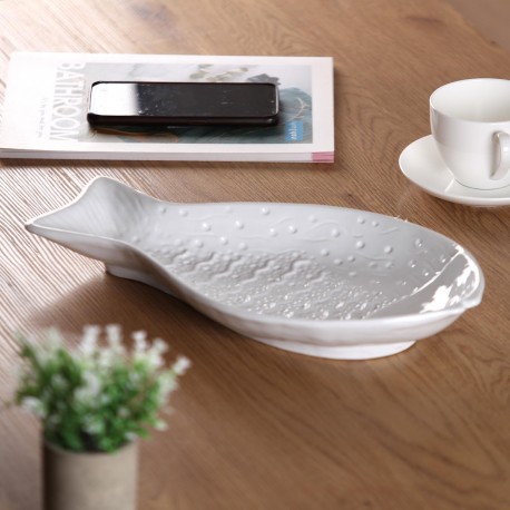 WHITE CERAMIC FISH FIGURE