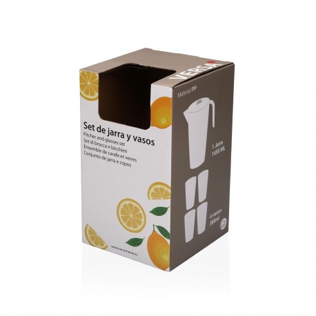 LEMON JUG AND 4 GLASSES SET