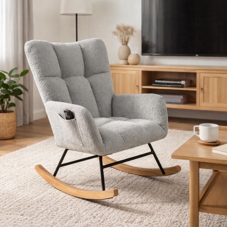 ROCKING CHAIR WITH GREY ARMRESTS