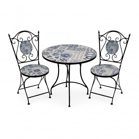 AZURITE TABLE & 2 CHAIRS SET