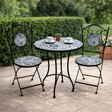 AZURITE TABLE & 2 CHAIRS SET