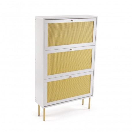 RATTAN SHOE CABINET 3 DRAWERS