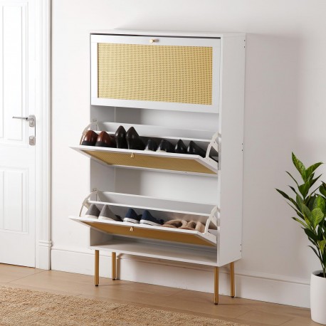 RATTAN SHOE CABINET 3 DRAWERS