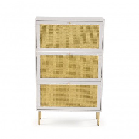 RATTAN SHOE CABINET 3 DRAWERS