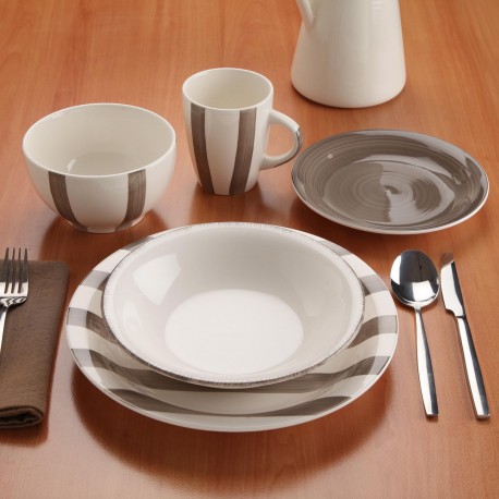 LIGIA GREY 18-PIECE DINNER SET
