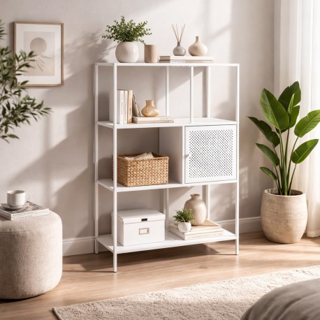 WHITE 4-SHELF UNIT WITH DRAWER